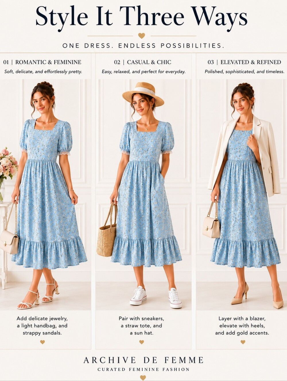 Blue Floral Cottagecore Midi Dress Size XL Puff Sleeve Square Neck Romantic - Picture 3 of 9